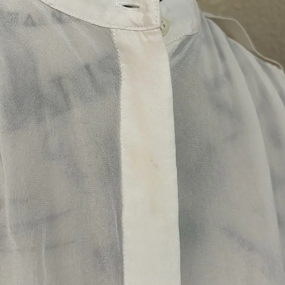 ALL SAINTS Sheer Ivory Silk Sleeveless Button Down Shirt Dress with pockets